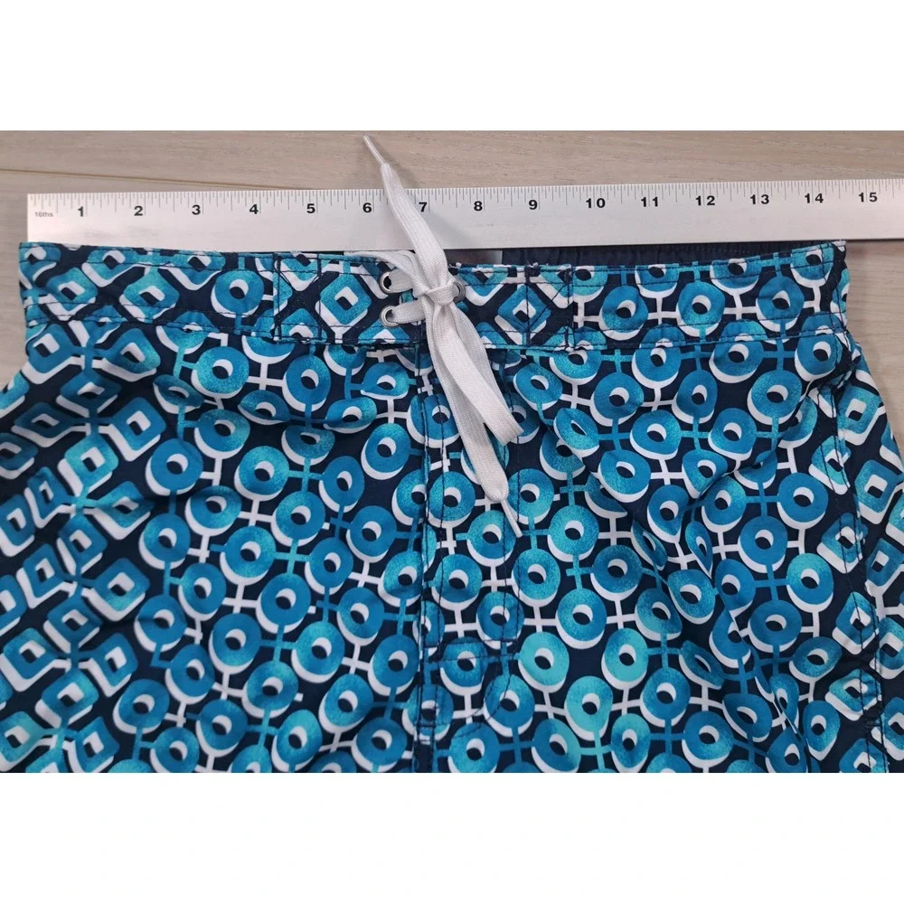 Merona Mens Y2K Blue Geometric Print Swim‎ Trunks Size Small 28-30 Board Shorts